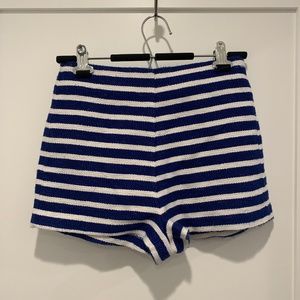 Blue and white striped shorts